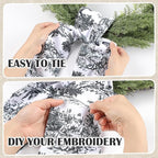 Black Wreath Sash for Front Door - 2 Pcs Dark French Toile Sashes for Wreaths Home Decor, Rustic Wreath Sash for Embroidery Monogram Farmhouse Yard