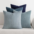 MIULEE Boho Farmhouse Throw Pillow Covers 20x20 Inch Set of 4 Western Neutral Decorative Cushion Covers Soft Modern Coastal Corduroy Spring Decor for Couch Bed Sofa Living Room Dark Blue Navy Series
