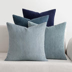 MIULEE Boho Farmhouse Throw Pillow Covers 20x20 Inch Set of 4 Western Neutral Decorative Cushion Covers Soft Modern Coastal Corduroy Spring Decor for Couch Bed Sofa Living Room Dark Blue Navy Series