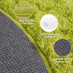 4'x4' Grass Green Round Rug for Bedroom, Ultra Soft Fluffy Circle Rug for Kids Girls Boys Room, Cute Shag Rugs for Living Room Playroom Tent Castle Home Decor Rug