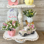 Mothers Day Spring Butterfly Truck Decor, Pink Spring Floral Truck Decorations for Home, Mini Wildflowers Truck Tiered Tray Decor, Rustic Farmhouse Kitchen Tabletop Decorations for Office