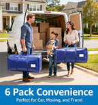 6 Pack Large Moving Bags Heavy Duty – Reusable Storage Bags with Zippers & Handles | Extra-Large Packing Bags for Moving Boxes, Clothes, Bedding, Holiday Décor & Home Storage