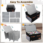 Shoe Organizer for Closet, Foldable Shoe Storage Bins with Lid & Adjustable Dividers, Fabric Shoe Box Storage Containers with Four Reinforced Handles, Fits 20 Pairs, 1 Pack, Black