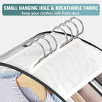 Clear Garment Bag for Hanging Clothes 10” Gusseted, 60” Suit Bags for Open Closet Storage Plastic Clothes Cover for Coat, Dress, Shirts, Fur, Jacket, Wardrobe Protectors, 4 Pack