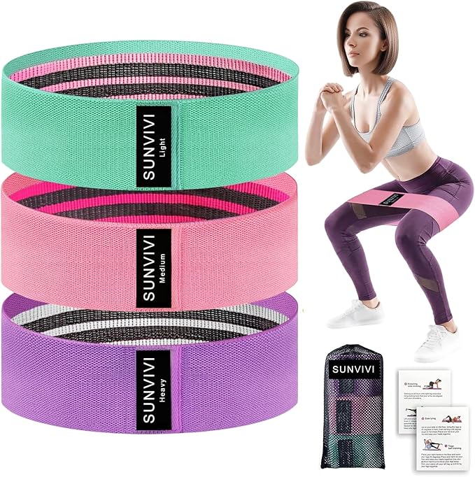 Resistance Bands for Working Out, Fabric Loop Exercise Bands for Legs and Butt, Workout Bands Set for Women and Men, 3 Booty Bands for Yoga, Pilates and Fitness