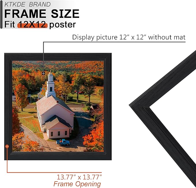 KTKDE 12x12 Picture Frame Set of 5, Wooden frames black, Wall Hanging Display, Best Square Photo Frame Studio Gallery for Photos, Posters & Art Prints