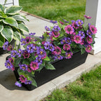 Fake Artificial Flowers for Outdoors Decoration,4 Bundles Silk Faux Spring Flowers with Plants Leave UV Resistant for Planter Front Door Porch Yard Patio Window Box Home Indoor Decor