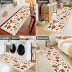 U'Artlines 2' x 8' Colorful Floral Runner Rug for Hallways Kitchen Soft Non Slip Washable Floor Carpet Runners for Entryway Laundry Room Bathroom Beige