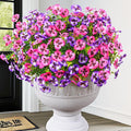 MARTINE MALL 18 Bundles Look Real Artificial Flowers for Outdoors, Realistic Fake Outdoor Flowers, UV Resistant Silk Pansy Flowers for Outside Faux Flowers Plants for Outdoor Porch Patio, Pink+Purple