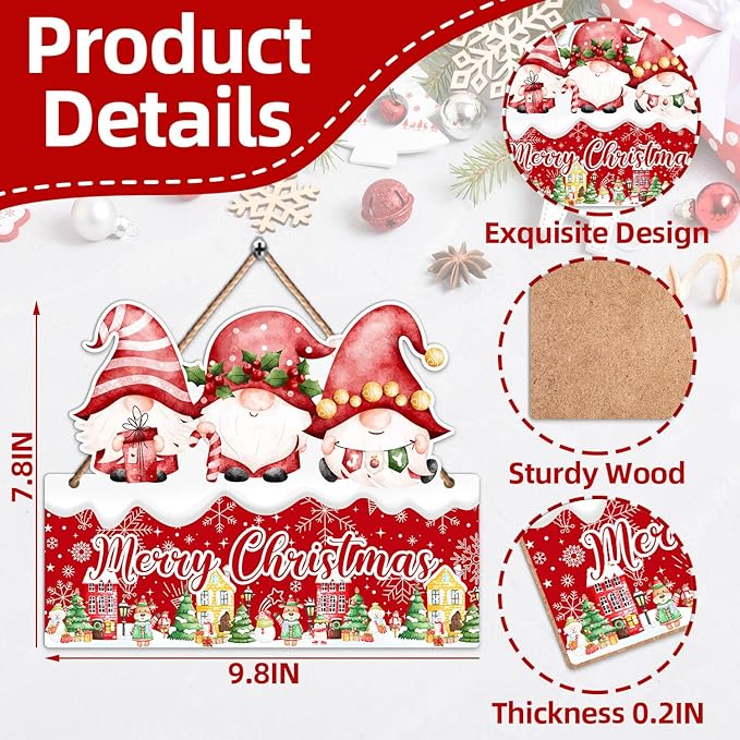 Hatzelou 1PCS Merry Christmas Sign for Wall, Cute Snowman Wooden Sign for Front, Merry Chrismas Welcome Sign, Perfect for Winter Farmhouse Garden Porch Decoration, Christmas Party Decor Supplies