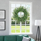 24 Inch Summer Wreaths for Front Door Wreath Spring Outdoor Green Door Wreath for All Seasons Porch Wall Indoor Outdoor Living Room Bedroom Window Farmhouse Home Decoration