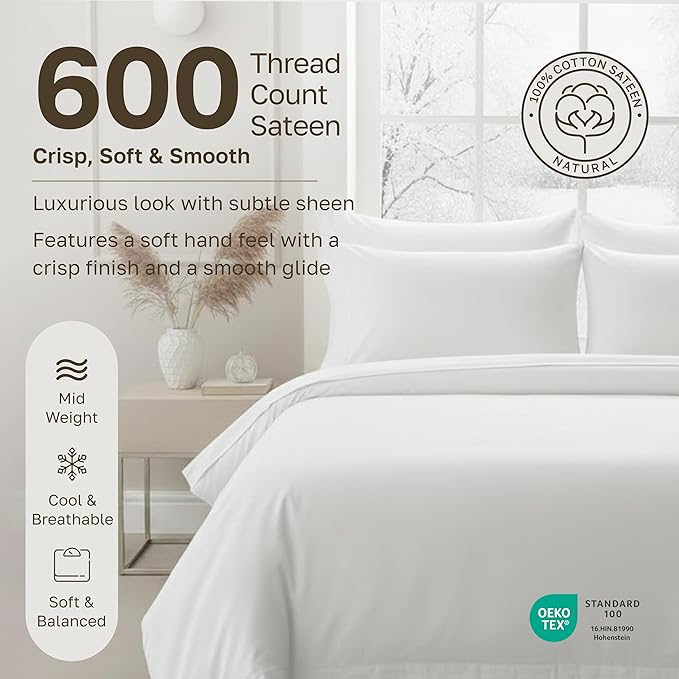 California Design Den Luxury King Size Sheet Set - 100% Cotton, 600 Thread Count Deep Pocket King Sheets, Hotel-Quality Bedding with Sateen Weave - Blush Pink