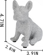 French Bulldog Statue,Resin Sparkly Frenchie Dog Sculpture Decor for Home Living Room Office Bedroom Shelf Desktop Decorations,French Bulldog Gifts for Men and Women,Silver