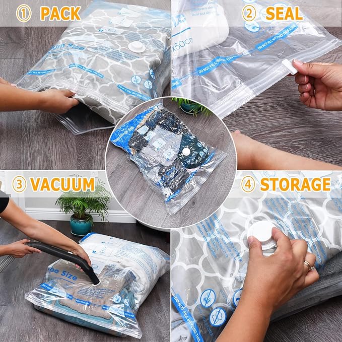 MEIQIHOME Vacuum Storage Bags, Space Saver Sealer Bags,Vacuum seal bags for clothing, Pillows, Comforters, Blankets, Bedding,20 COMBO