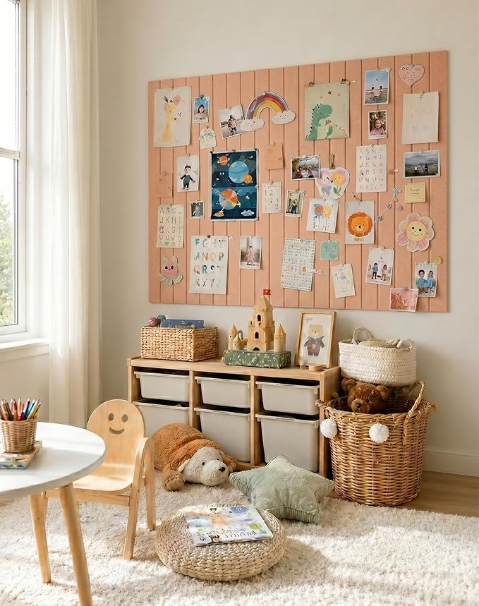 Aothia 12-Pack Felt Bulletin Board Tiles - 48x36 Modular Pin Board for Walls, 0.2" Thick Cork Board Alternative for Office & Classroom, 70 Adhesive Tabs & 40 Pushpins Included (Pink)