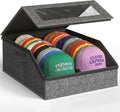 Hat Storage for Baseball Caps, Holds up to 24 Caps, Stackable Hat Organizer for Closet, Dustproof Hat Box with Clear Window, Hollow Board Support & 2 Handles, Flip-Top Access (Charcoal Gray)