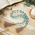 Misdary Modern Glass Beads Garland with Tassels, Blue Home Accent for Home Tray Shelf Coffee Table Living Room, Boho Decor Indoor Outdoor Stylish Tabletop Decoration, 25.6 Inch