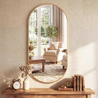 Sweetcrispy 24" x 48" Gold Bathroom Mirror for Wall, Oval Wall Mirrors with Metal Frame, Tempered Glass, Modern Vanity Mirror for Over Sink, Living Room, Bedroom, Entryway, Horizontal or Vertical