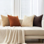 MIULEE Boho Farmhouse Throw Pillow Covers 20x20 Inch Set of 4 Rustic Mordern Neutral Cushion Covers Soft Corduroy Nordic Home Decor for Couch Bed Sofa Living Room Chocolate Brown/Rust
