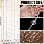 Soulchen 24 Pcs 20 Inch Clear Acrylic Crystal Garland Strands Large Hanging Chandelier Bead Chain String Wedding Icicle Drop Ornaments for Wedding Party Decor