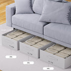 CYhom Under Bed Storage Bins Frame Storage Box Oxford Fabric Sturdy Underbed Container Foldable Stackable Large Capacity Clothes Organizer (Grey, 23.6" x 19.7" x 6.3")