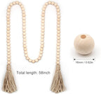 LSKYTOP 60 Inches Wood Bead Garland,Wooden Beads with Tassel,Farmhouse Beads Rustic Prayer Beads Boho Beads for Farmhouse Tiered Tray Coffee Table Mantel Decor (2 Pack)