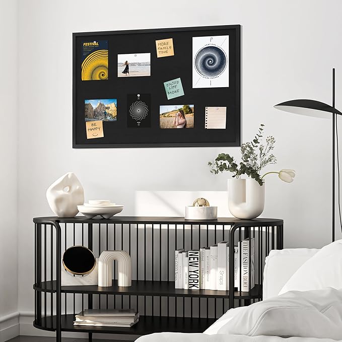 DAHAPYBOO Cork Board with Linen Black 2Pack,Bulletin Board 36"x24", Corkboards for Office Home School Message Board or Vision Board Decoration.