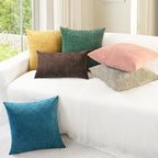 CaliTime Throw Pillow Covers Decorative 24 X 24 Inches Pack of 2 Cozy Chenille Cushion Cases for Couch Sofa Bed Living Room Home Gold
