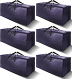 6 Pack Heavy Duty Extra Large Moving Bags W/Backpack Straps - Strong Handles & Zippers, Storage Totes For Space Saving, Fold Flat, Alternative to Box and Bin (40 gal, Blue)