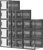 Shoe Storage, 12 Pack X-Large Shoe Organizer for Closet, Shoe Boxes Clear Plastic Stackable Shoe Storage Boxes for Size 13