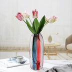 4th of July Decorations Christmas Glass Vase for Flowers Red White and Blue Modern Vase Bouquet 12.0" Patriotic Deco Fourth of July Decorations Indoor for Home Centerpieces Tables Living Room,Office