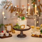 Hanobe Display Riser for Farmhouse Decor: Rustic Wooden Risers Round Decorative Pedestal Plate Stand Holder Tray for Candle, Cupcake, Plant