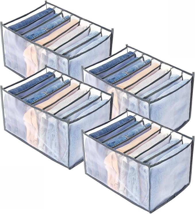 TIGARI Wardrobe Clothes Organizer, Drawer Organizer for Clothing, Closet Organizers and Storage, Drawer Dividers for Clothes, Mesh Separation Box for Thin Jeans, Trousers, T-shirts, Skirts