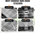TOPNEW Shoe Slots Organizer for Closet 10 Pack Adjustable Level Shoe Stacker Holder Organization Double Layer Storage Space Saving Shoe Rack Organizer for Closet (Transparent)