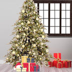 Emopeak 24Pcs Christmas Balls Ornaments for Xmas Christmas Tree - 4 Style Shatterproof Christmas Tree Decorations Hanging Ball for Holiday Wedding Party Decoration (Gold, 1.3"/3.2CM)