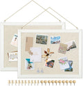 DOLLAR BOSS Bulletin Boards with Linen 2-Pack 16''X 12'' Cork Board for Walls Wood Framed Bulletin Boards, Small Pin Board for Home Kitchen Office Decorative Hanging 20 Pushpins
