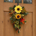 Blossoms Pumpkin Swag Artificial Autumn Door Swag Tree-Shaped Entryway Decor