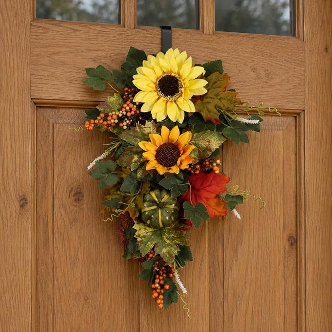 Generic Blossoms Pumpkin Swag Tree-Shaped Autumn Door Swag Naturalistic Design Hanging Autumn Decoration