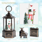Christmas Snow Globes, 9.37" Snowman Glitter Water Lantern with 8 Songs, 6H Timer Battery & USB Powered Music Box for Christmas Decorations Indoor