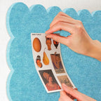 Lightomorrow Scalloped Bulletin Board, 36 x 24 Inches Felt Pin Board - Decorative Cork Alternative for Wall, Foldable Picture Self-Adhesive Vision Prayer Board with 20 Pushpins - Turqoise Blue