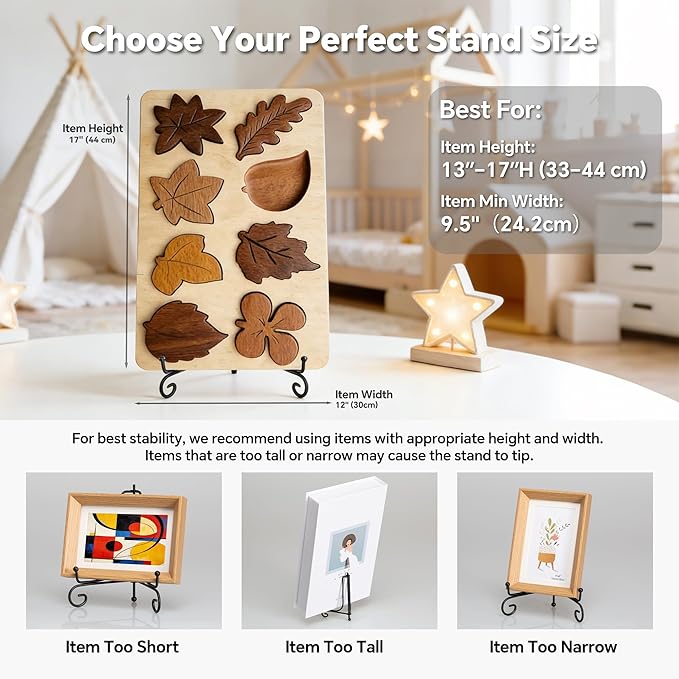Artliving Plate Stands for Display, 12 Inch Black Iron Easel Plate Display Photo Holder Stand, Displays Picture Frames, Decorative Plates, Tablets and Art (4 pack)