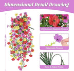 Artificial Flowers for Outdoors, UV Resistant 2 Bundles Fake Silk Flowers for Outside, Realistic Faux Plants for Hanging Baskets, Planters - Porch, Patio, Yard Décor (Mix)