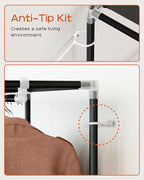 Portable Closet, 48 Inch Large Capacity Wardrobe Closet, Clothes Storage Organizer with Shelves and Hanging Rod, Easy to Assembly, Black PCT221B01