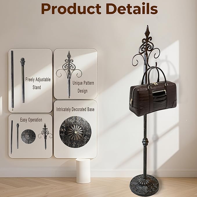 Display Stand for Wreath Handbag Purse Standing Metal Wreath Hanger Holder on Floor (Bronze)