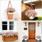 24 Bundles Artificial Flowers for Outdoor Realistic Faux Flower Spring Summer Garden Home Decoration, Hanging Daisy with Eucalyptus Leaves Fake Plants Greenery Balcony Porch Patio Front Door Decor