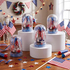 Sotiff 12 Sets 4th of July Craft Red Blue White 250th Anniversary DIY Craft Bald Eagle Firework Picks Patriotic Flower Wreath Ornaments Heart Stars for Independence Day Patriotic Party Favors