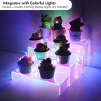 ELEGANTLIFE Acrylic Display Risers Set of 4, 4-Level Tiered Display Stands for Cupcakes, Small Figures & Jewelry, Compact Countertop Display Shelf, Multiple Colors Available (Clear)