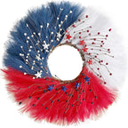 TEMPUS 30 Inch Patriotic Wreath for Front Door, Artificial Pampas Grass Reeds Wreath with Red White Blue Berries and Metal Stars, 4th of July Memorial Day Decor