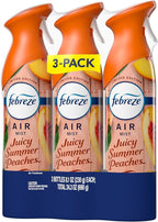 Febreze Air Mist, Air Freshener Spray, Odor Fighting Room Spray, Deodorizer for Home Bathroom Kitchen Office Apartment Dorm Room Classroom, Juicy Summer Peaches Scent, 8.1oz (Pack of 3)