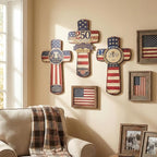 YOYAI American Flag Cross Wall Decor – 250th Anniversary USA 1776–2026 – Patriotic Christian Wooden Cross – Vintage Rustic Wall Art – Meaningful Gift for Home, Veterans, Family